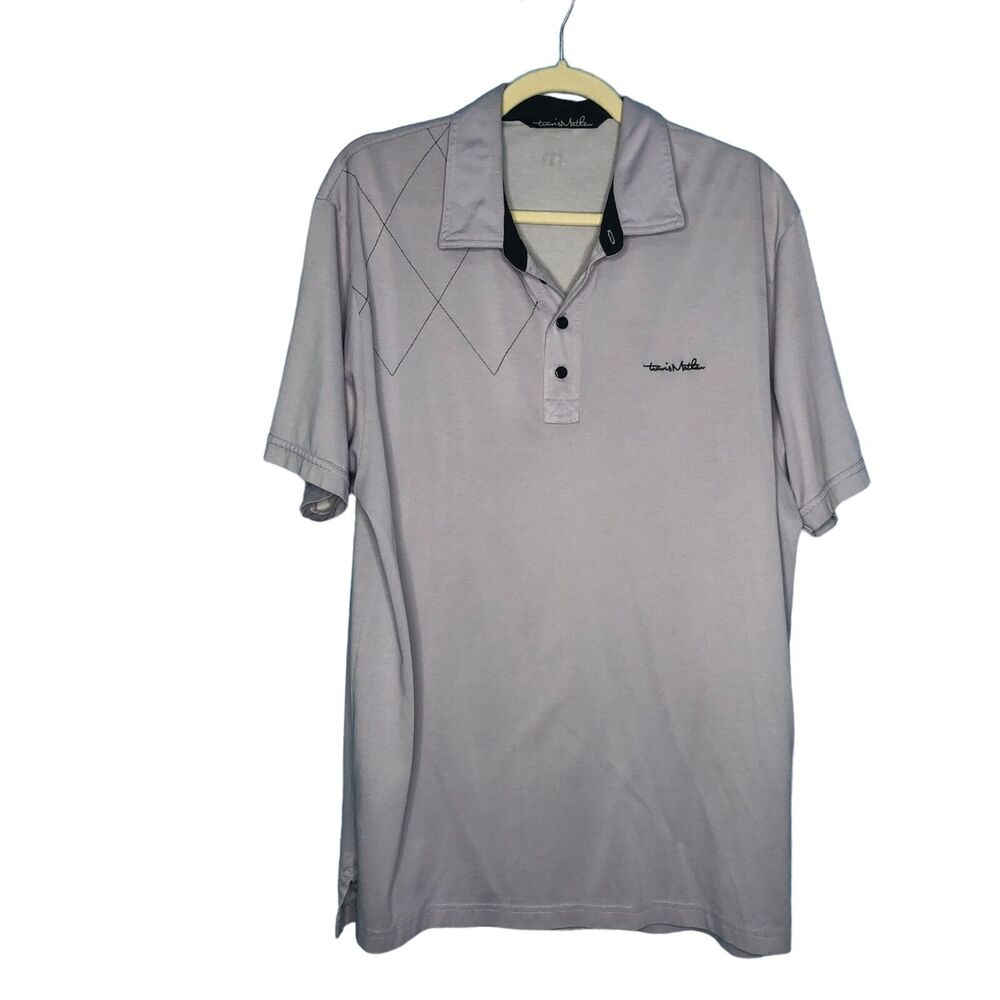 Travis Matthew Shirt Mens Extra Large Gray Polo Argyle Golf Performance Flaw